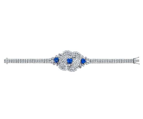 SAPPHIRE AND DIAMOND NECKLACE, BRACELET, EARRING AND RING SUITE, MARCONI - фото 11