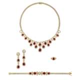RUBY AND DIAMOND NECKLACE, BRACELET, EARRING AND RING SUITE, MARCONI - фото 1