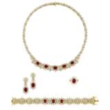 RUBY AND DIAMOND NECKLACE, BRACELET, EARRING AND RING SUITE WITH GÜBELIN REPORTS, MARCONI - фото 1
