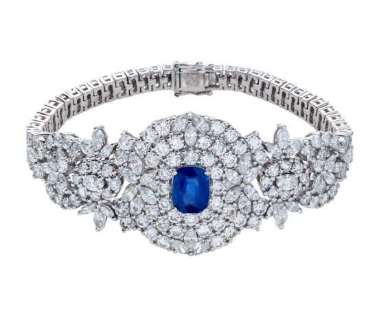 SAPPHIRE AND DIAMOND NECKLACE, BRACELET, EARRING AND RING SUITE WITH GÜBELIN REPORTS, MARCONI - Foto 9