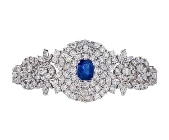 SAPPHIRE AND DIAMOND NECKLACE, BRACELET, EARRING AND RING SUITE WITH GÜBELIN REPORTS, MARCONI - Foto 10