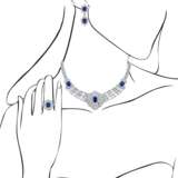 SAPPHIRE AND DIAMOND NECKLACE, BRACELET, EARRING AND RING SUITE WITH GÜBELIN REPORTS, MARCONI - фото 16