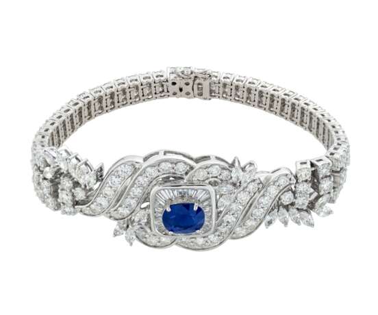 SAPPHIRE AND DIAMOND NECKLACE, BRACELET, EARRING AND RING SUITE WITH GÜBELIN REPORTS, MARCONI - photo 9
