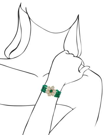 EMERALD AND DIAMOND NECKLACE, BRACELET, EARRING AND RING SUITE, MARCONI - фото 14