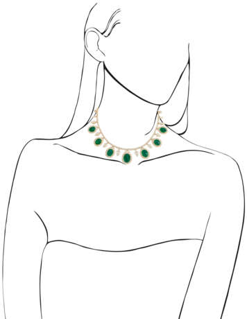 EMERALD AND DIAMOND NECKLACE, BRACELET, EARRING AND RING SUITE WITH GÜBELIN REPORT, MARCONI - Foto 12