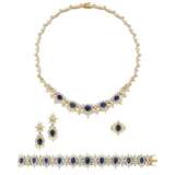 SAPPHIRE AND DIAMOND NECKLACE, BRACELET, EARRING AND RING SUITE, MARCONI - Foto 1