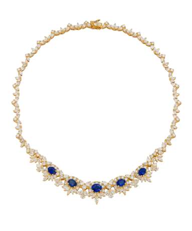 SAPPHIRE AND DIAMOND NECKLACE, BRACELET, EARRING AND RING SUITE, MARCONI - Foto 3