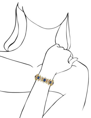 SAPPHIRE AND DIAMOND NECKLACE, BRACELET, EARRING AND RING SUITE, MARCONI - фото 15