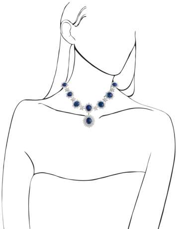SAPPHIRE AND DIAMOND NECKLACE, BRACELET, EARRING AND RING SUITE, MARCONI - Foto 12