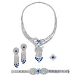 SAPPHIRE AND DIAMOND NECKLACE, BRACELET, EARRING AND RING SUITE, MARCONI - фото 1