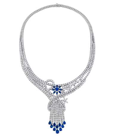 SAPPHIRE AND DIAMOND NECKLACE, BRACELET, EARRING AND RING SUITE, MARCONI - фото 3