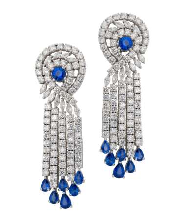 SAPPHIRE AND DIAMOND NECKLACE, BRACELET, EARRING AND RING SUITE, MARCONI - фото 4