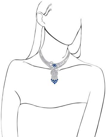 SAPPHIRE AND DIAMOND NECKLACE, BRACELET, EARRING AND RING SUITE, MARCONI - фото 12