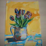 Peinture, Peinture design «Images: Images: Image peu coûteuse. Fleurs. Tulipes dans une cruche.», Technique mixte, Romantisme, Nature morte, 2020 - photo 1