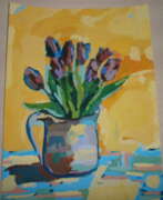 Olga Chernova (b. 2007). Картины: Картины: Недорогая картина. Цветы. Тюльпаны в кувшине.