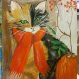 Painting “Cat and orange scarf”, Acrylic paint, 2020 - photo 1