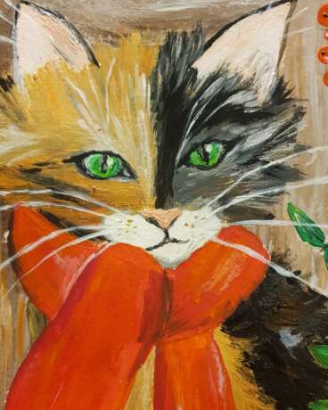 Painting “Cat and orange scarf”, Acrylic paint, 2020 - photo 2