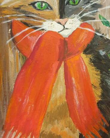 Painting “Cat and orange scarf”, Acrylic paint, 2020 - photo 3