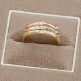 Tricolorer Ring mit weißen Saphiren - photo 1