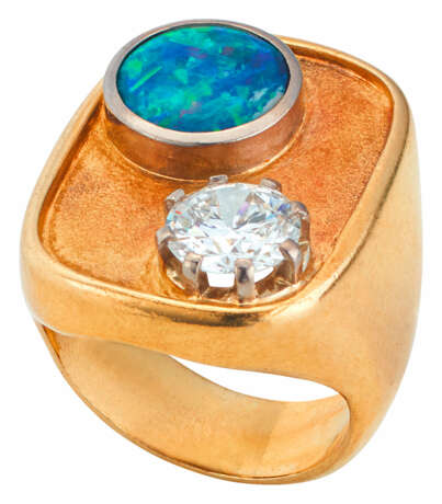 Vintage Ring mit Brillant und Opal - photo 1