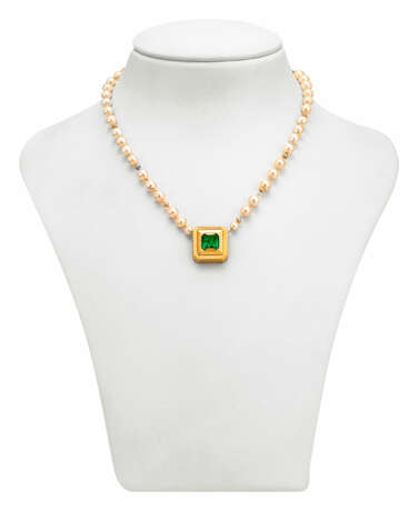 Perlenkette mit Smaragd - Foto 1