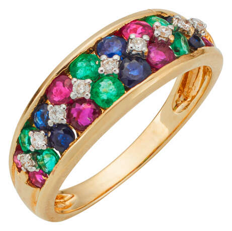 Ring mit multicoloren Edelsteinen und Diamanten - photo 1