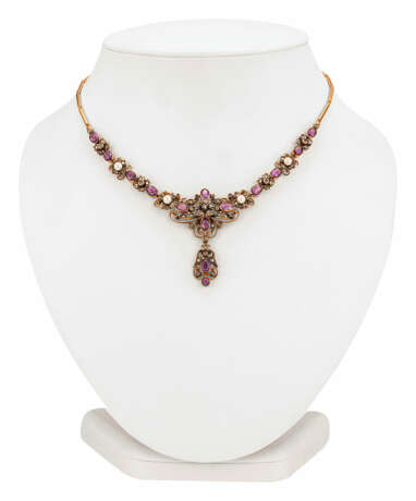 Belle Époque Amethystcollier mit Orientperlen und Diamanten - фото 1