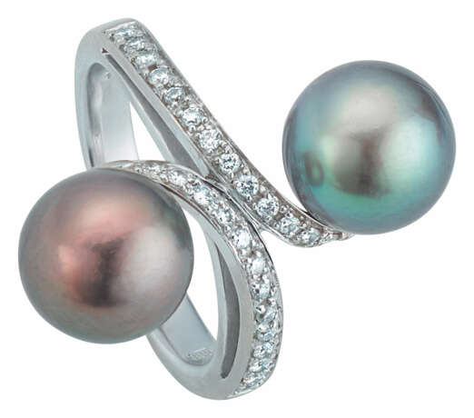 Toi-et-Moi Ring mit Tahitiperlen und Diamanten - photo 1