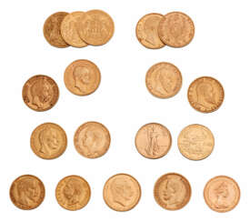 Sammlung von 18 Goldmünzen