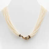 Perlenkette mit Pantherschließe, - Foto 3
