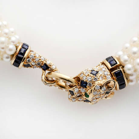 Perlenkette mit Pantherschließe, - фото 4