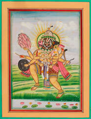 Gottheit Narasimha mit den Gesichtern von Hanuman, Varaha, Garuda sowie Hayagriva als Krone