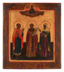 Familienikone «Ausgewählte Heilige» mit Christus Pantokrator