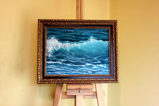 Gemälde „Blaue Welle“, Leinwand, Ölfarbe, Realismus, Marinemalerei, 2020 - Foto 1