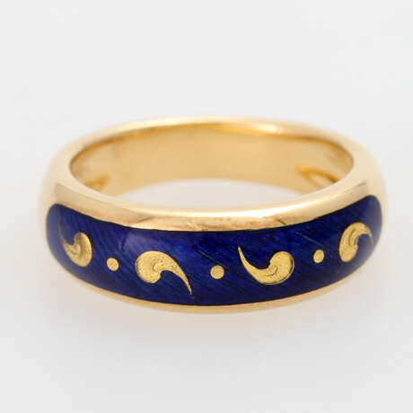 FABERGE Damenring, partiell blau emailliert, - фото 1