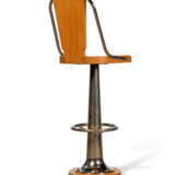 A SET OF THREE NICKEL-PLATED AND OAK 'YACHT BAR STOOLS' - photo 3