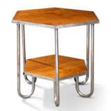 A FRENCH STEEL AND OAK HEXAGONAL OCCASIONAL TABLE - Foto 2