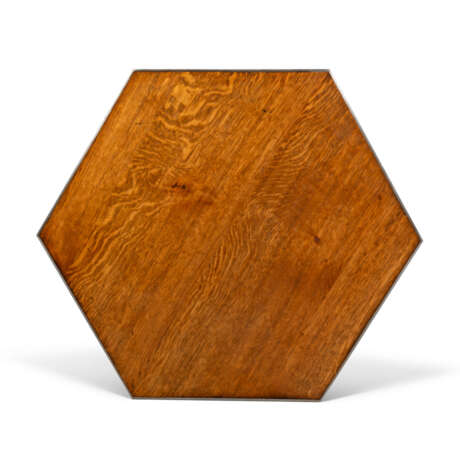 A FRENCH STEEL AND OAK HEXAGONAL OCCASIONAL TABLE - photo 3