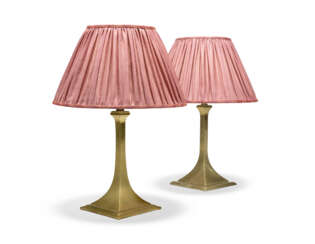 A PAIR OF ENGLISH LACQUERED-BRASS TABLE LAMPS