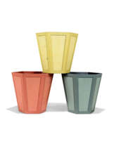 THREE PAINTED HEXAGONAL WASTE-PAPER BINS