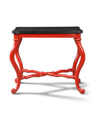 A RED-DECORATED 'LACQUERED' SIDE TABLE