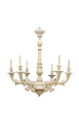 A GREY-PAINTED SIX-LIGHT CHANDELIER