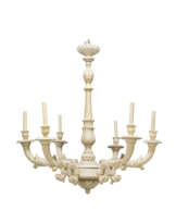 A GREY-PAINTED SIX-LIGHT CHANDELIER
