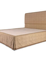 AN ENGLISH UPHOLSTERED KING-SIZE BED