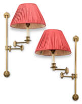 A PAIR OF BRASS ADJUSTABLE WALL-LIGHTS