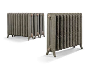 TWO PAIRS OF REPRODUCTION CAST-IRON PORTABLE RADIATORS 
