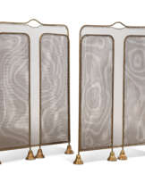 TWO ENGLISH BRASS FIRE-GUARDS