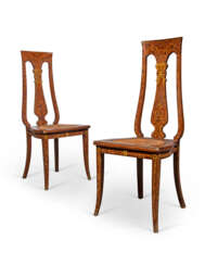 A PAIR OF ALPINE POLYCHROME-DECORATED FRUITWOOD SIDE CHAIRS