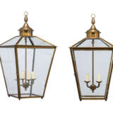 Fowler, John. A PAIR OF ENGLISH BRASS AND GLASS HALL LANTERNS - photo 1