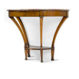 A CONTINENTAL BRASS-MOUNTED FRUITWOOD DEMI-LUNE SIDE TABLE - photo 3